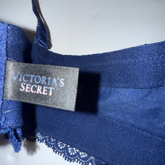 Victoria’s Secret Dream Angels Strapless Bra 36C Navy Blue Lace Push‑Up Grey - Picture 11 of 16